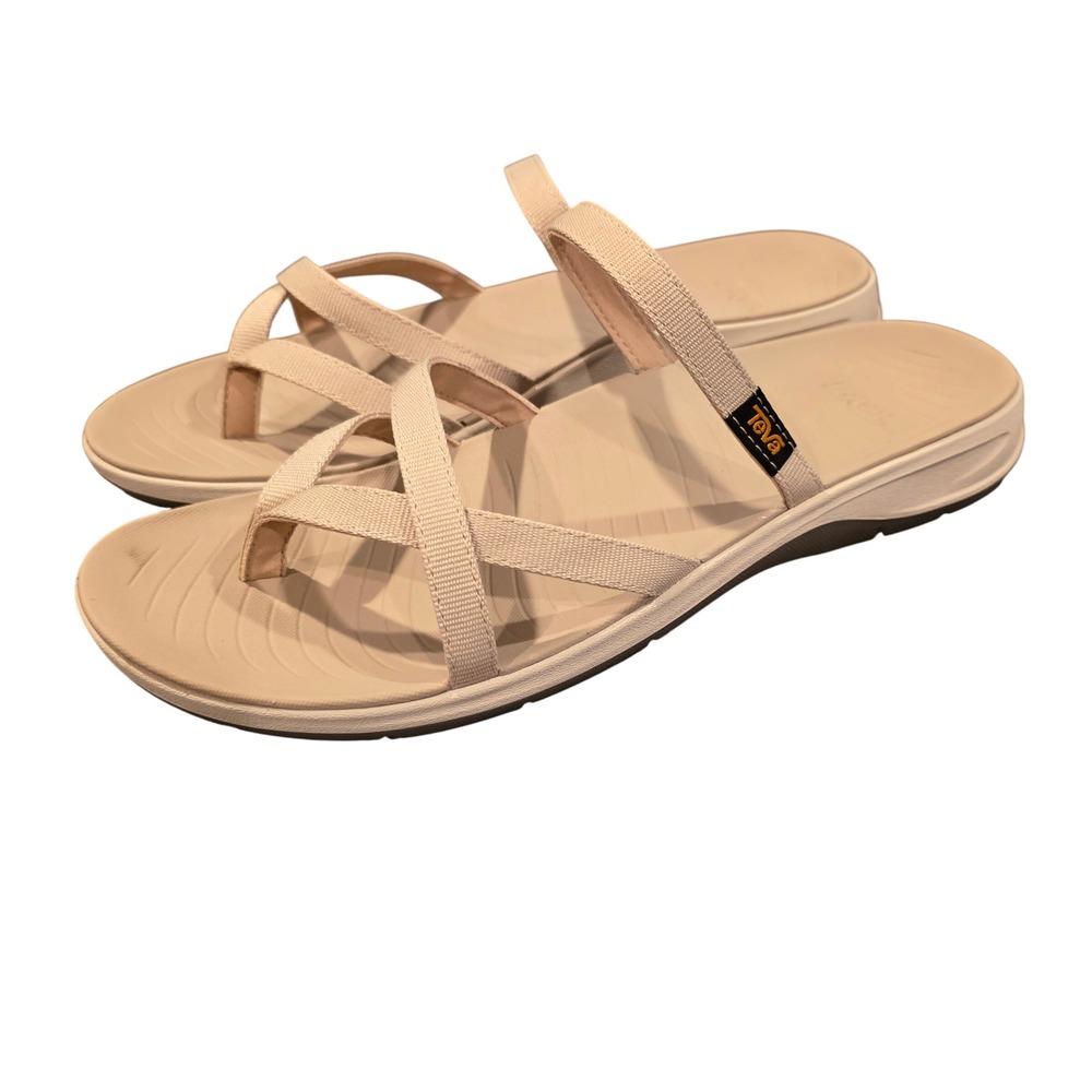 Teva Voya Infinity Beige Tan Strappy Sandals Womens 11 1169490 Slip On Summer